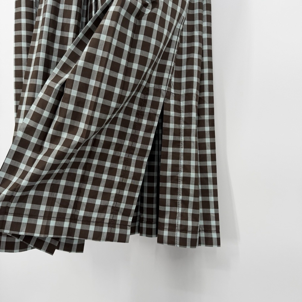Tory Burch Sz 4‎ Plaid 100% Silk V Neck Claire McCardell Pleated Midi Dress - Picture 5 of 10